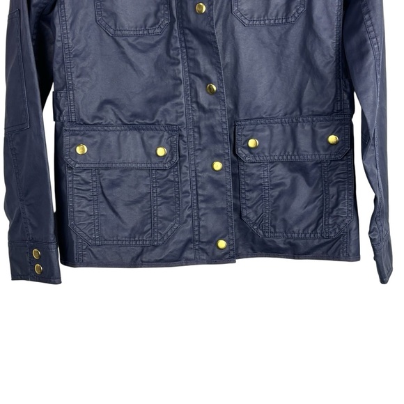 J. CREW 19034 BLUE DOWNTOWN FIELD WAXED 100% COTTON PLACKET UTILITY JACKET - Picture 9 of 16